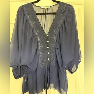 Black Rainn Dark Blue Sheer Top